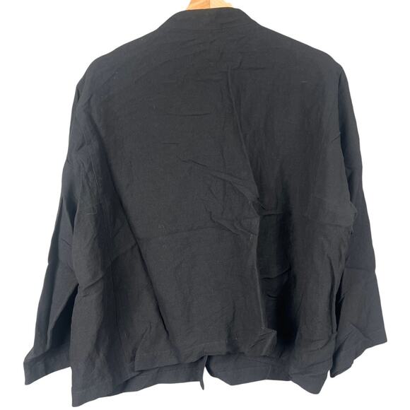 Eileen fisher Size Large Linen Black Button Down Mandarin Top Women’s Size L - Picture 4 of 7
